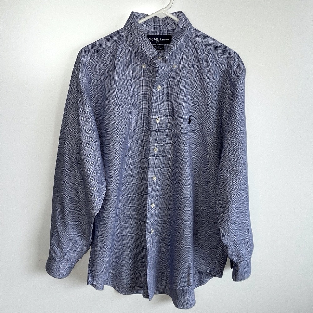 Ralph Lauren Yarmouth 100% cotton long‎ sleeve dress shirt Size 16, 34/35